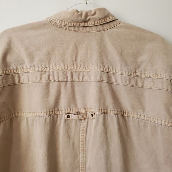 Men Vtg Levi Two Horse Tan Work Chore Shirt Shacket XXL Rancher Farm Heavy Duty - Picture 7 of 11